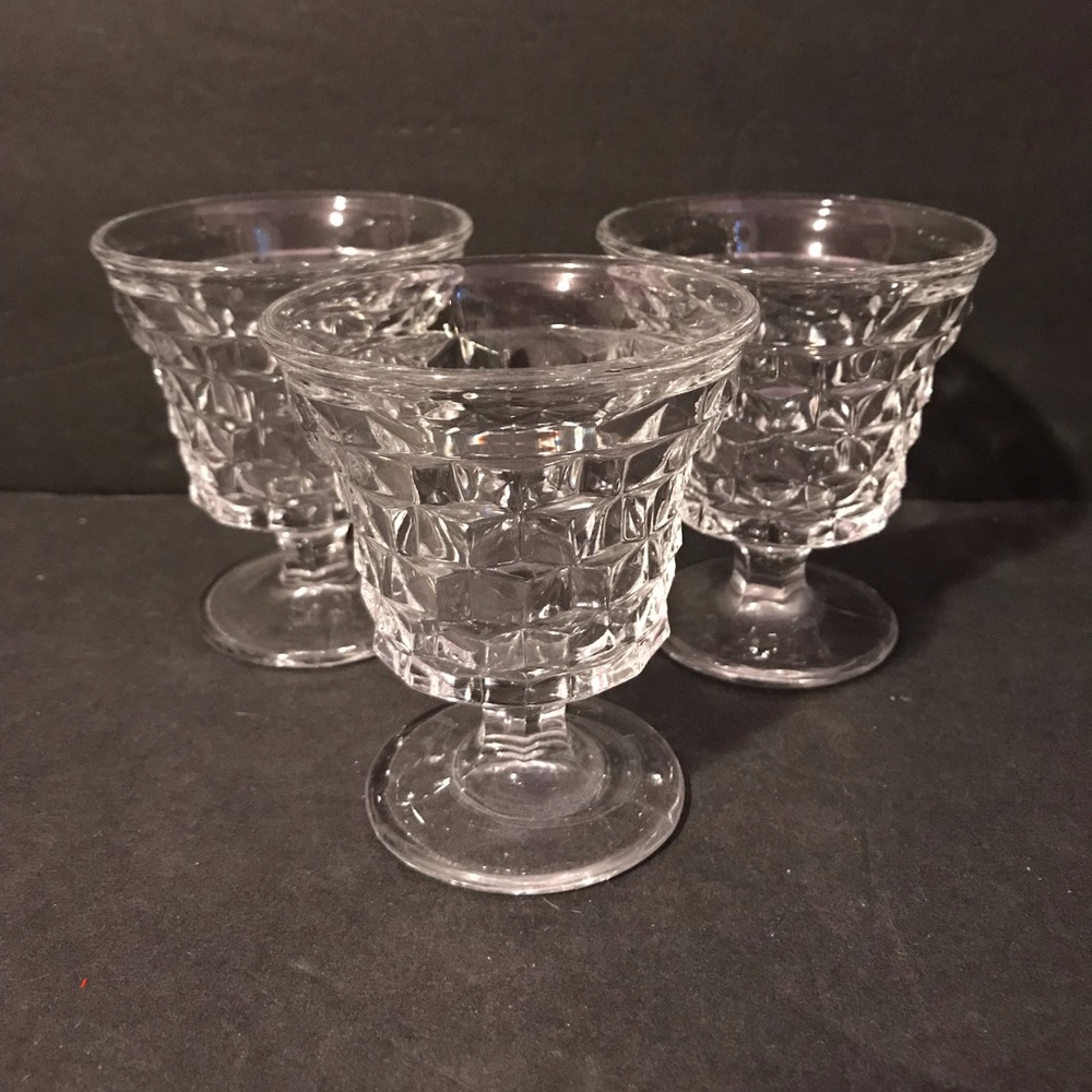 3 Vintage Fostoria American Glass Footed Oyster Cocktail or Fruit Cup USA